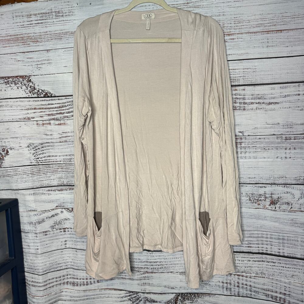 Logo by Lori Goldstein Open Front Tunic Cardigan Lg